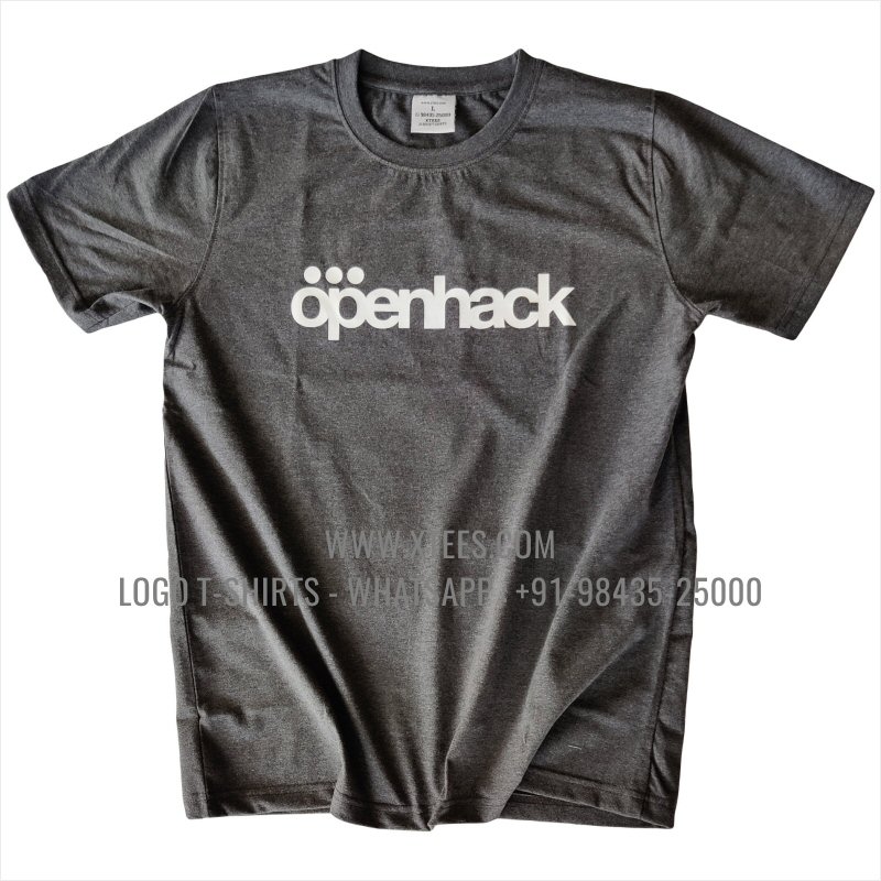 Logo Round Neck T-Shirt | 100% Cotton | 180 GSM Fine Fabric | Charcoal Melange | Screen Print