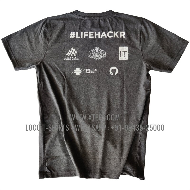 Logo Round Neck T-Shirt | 100% Cotton | 180 GSM Fine Fabric | Charcoal Melange | Screen Print