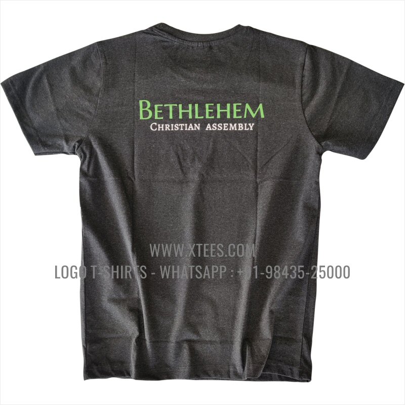 Logo Round Neck T-Shirt | 100% Cotton | 180 GSM Fine Fabric | Charcoal Melange | Hi Res Digital Print