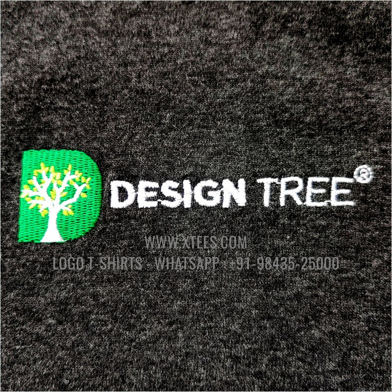 Logo Round Neck T-Shirt | 100% Cotton | 180 GSM Fine Fabric | Charcoal Melange | Embroidery
