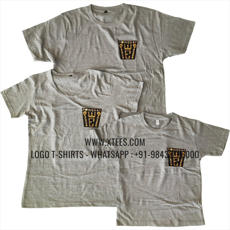 Logo Round Neck T-Shirt | 100% Cotton | 180 GSM Fine Fabric | Grey Melange | Hi Res Digital Print