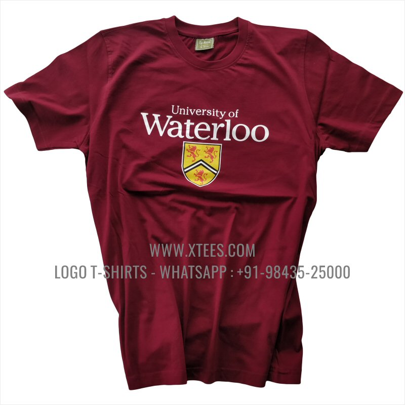 Logo Round Neck T-Shirt | 100% Cotton | 180 GSM Fine Fabric | Burgundy | Hi Res Digital Print