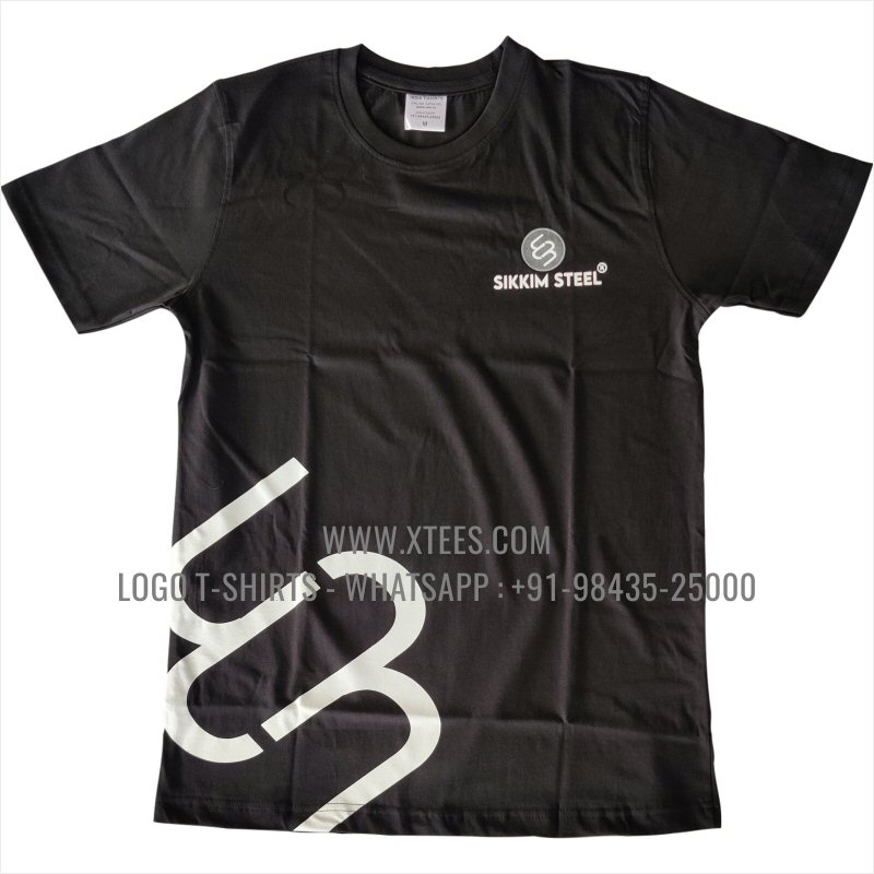 Logo Round Neck T-Shirt | 100% Cotton | 180 GSM Fine Fabric | Black | Screen Print