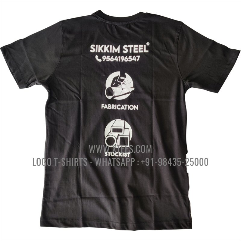 Logo Round Neck T-Shirt | 100% Cotton | 180 GSM Fine Fabric | Black | Screen Print