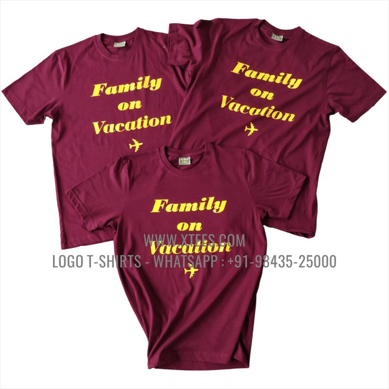 Logo Round Neck T-Shirt | 100% Cotton | 180 GSM Fine Fabric | Burgundy | Hi Res Digital Print