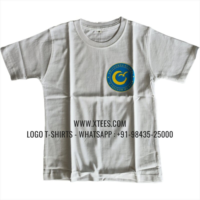 Logo Round Neck T-Shirt | 100% Cotton | 180 GSM Fine Fabric | White | Hi Res Digital Print