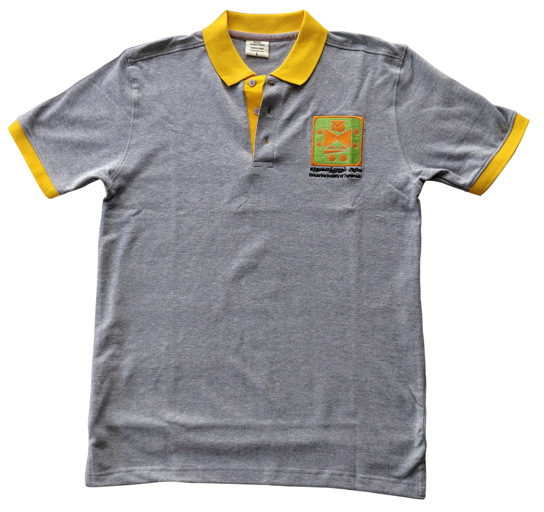 Dual Color Collar Polo T-Shirt | 100% Cotton | 240 GSM Thick Pique Airtex Fabric | Grey Melange | Logo Embroidery