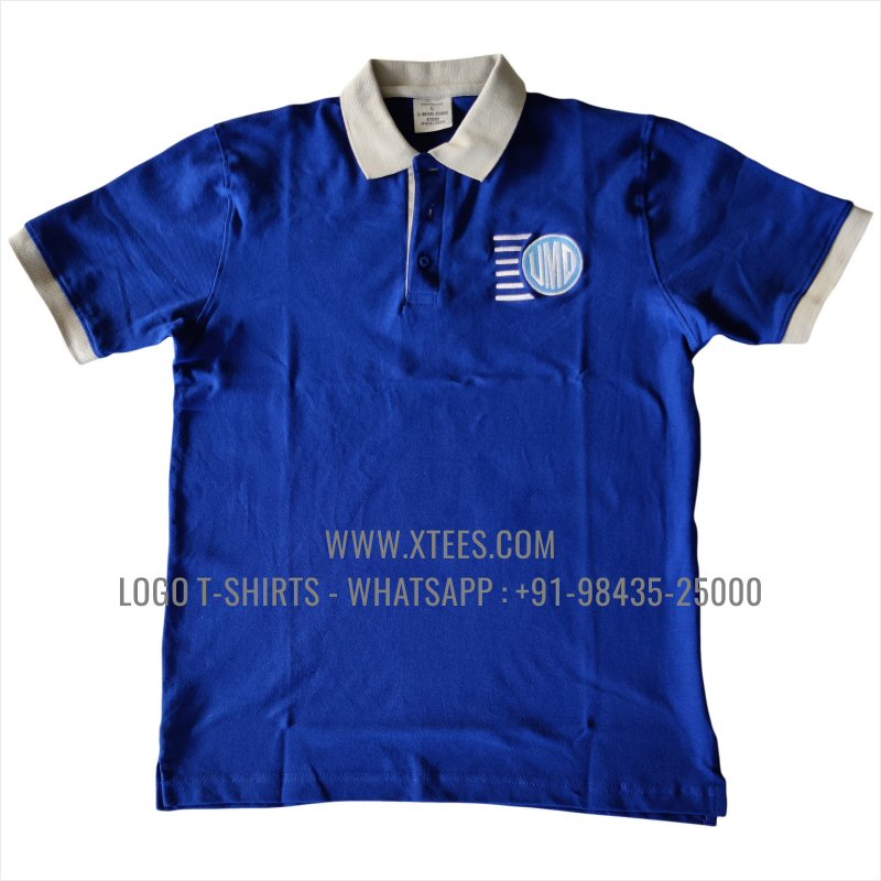 Dual Color Collar Polo T-Shirt | 100% Cotton | 240 GSM Thick Pique Airtex Fabric | Royal Blue | Logo Embroidery