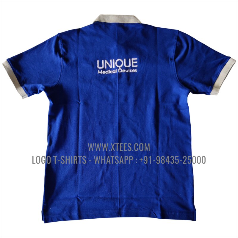 Dual Color Collar Polo T-Shirt | 100% Cotton | 240 GSM Thick Pique Airtex Fabric | Royal Blue | Logo Embroidery