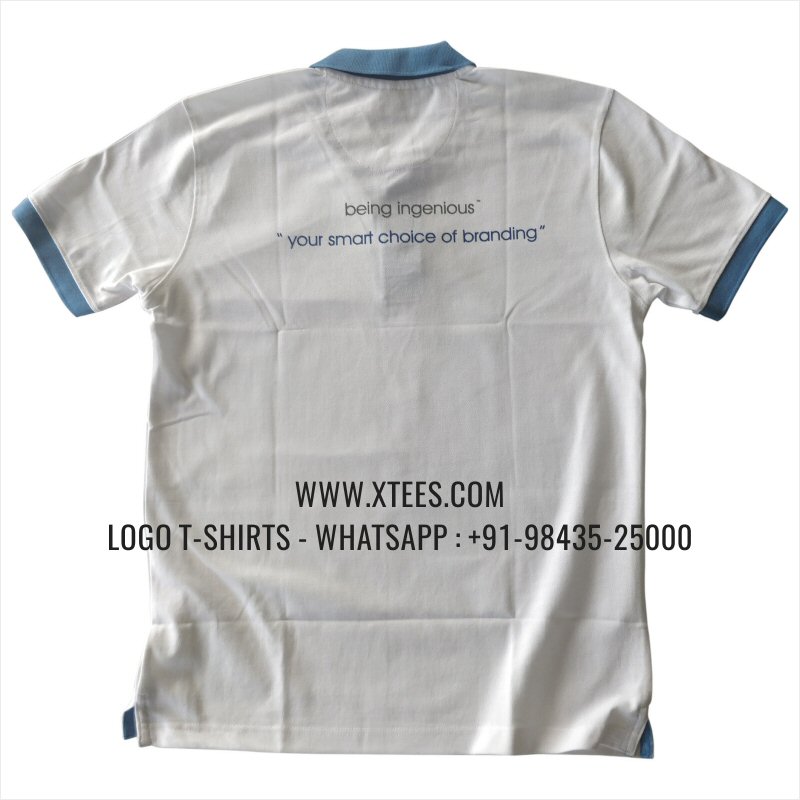 Dual Color Collar Polo T-Shirt | 100% Cotton | 240 GSM Thick Pique Airtex Fabric | White | Hi Res Digital Print