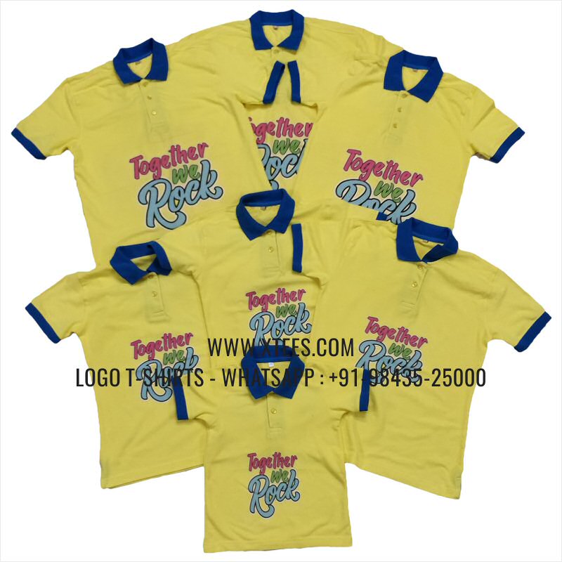 Dual Color Collar Polo T-Shirt | 100% Cotton | 240 GSM Thick Pique Airtex Fabric | Yellow | Screen Print