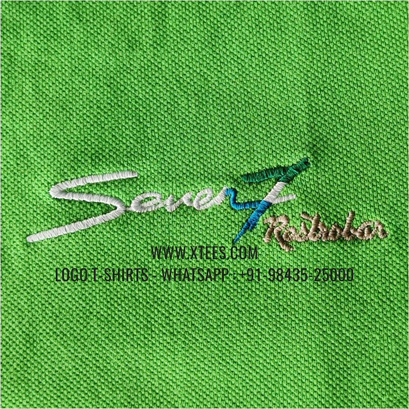 Dual Color Collar Polo T-Shirt | 100% Cotton | 240 GSM Thick Pique Airtex Fabric | Parrot Green | Logo Embroidery