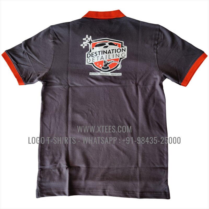 Dual Color Collar Polo T-Shirt | 100% Cotton | 240 GSM Thick Pique Airtex Fabric | Dark Grey | Logo Embroidery