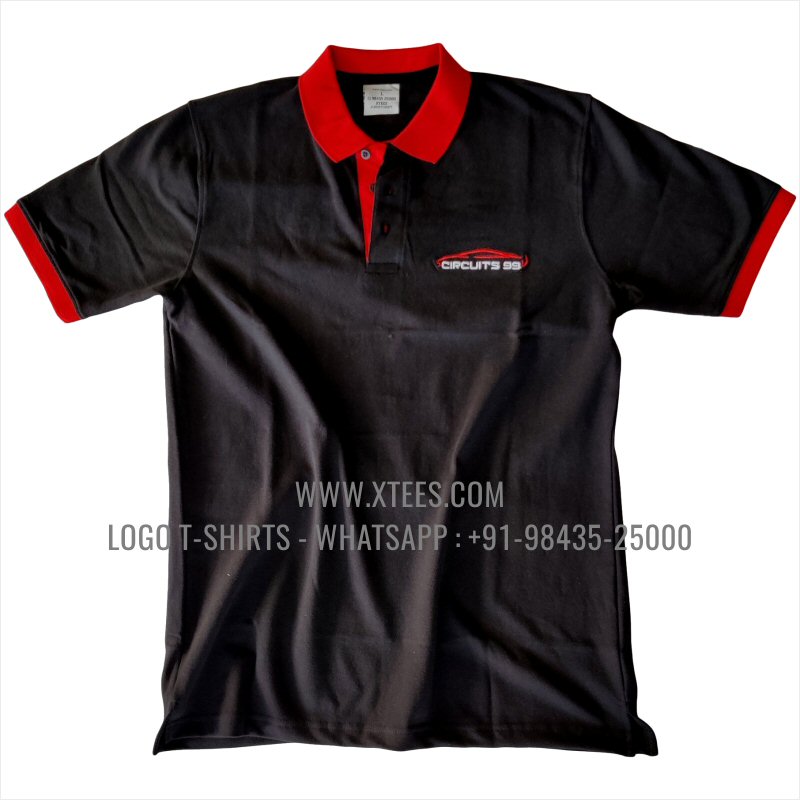 Dual Color Collar Polo T-Shirt | 100% Cotton | 240 GSM Thick Pique Airtex Fabric | Black | Logo Embroidery
