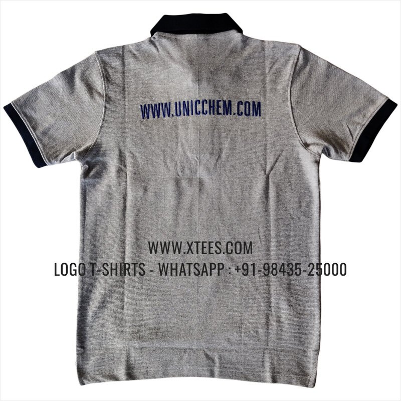 Dual Color Collar Polo T-Shirt | 100% Cotton | 240 GSM Thick Pique Airtex Fabric | Grey Melange | Logo Embroidery
