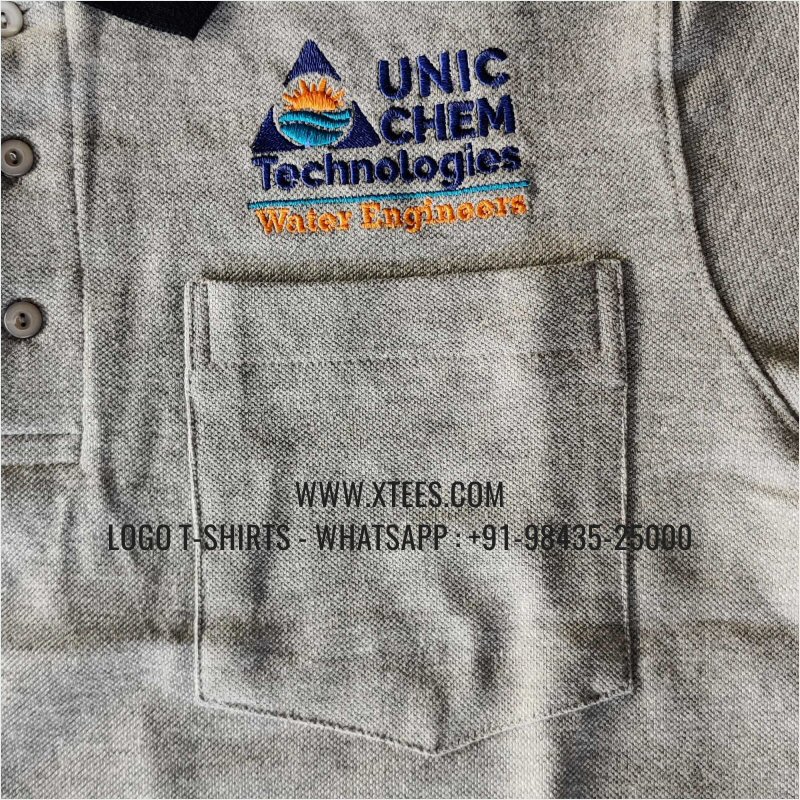 Dual Color Collar Polo T-Shirt | 100% Cotton | 240 GSM Thick Pique Airtex Fabric | Grey Melange | Logo Embroidery