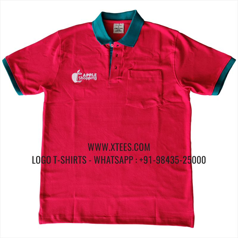 Dual Color Collar Polo T-Shirt | 100% Cotton | 240 GSM Thick Pique Airtex Fabric | Fuschia | Logo Embroidery