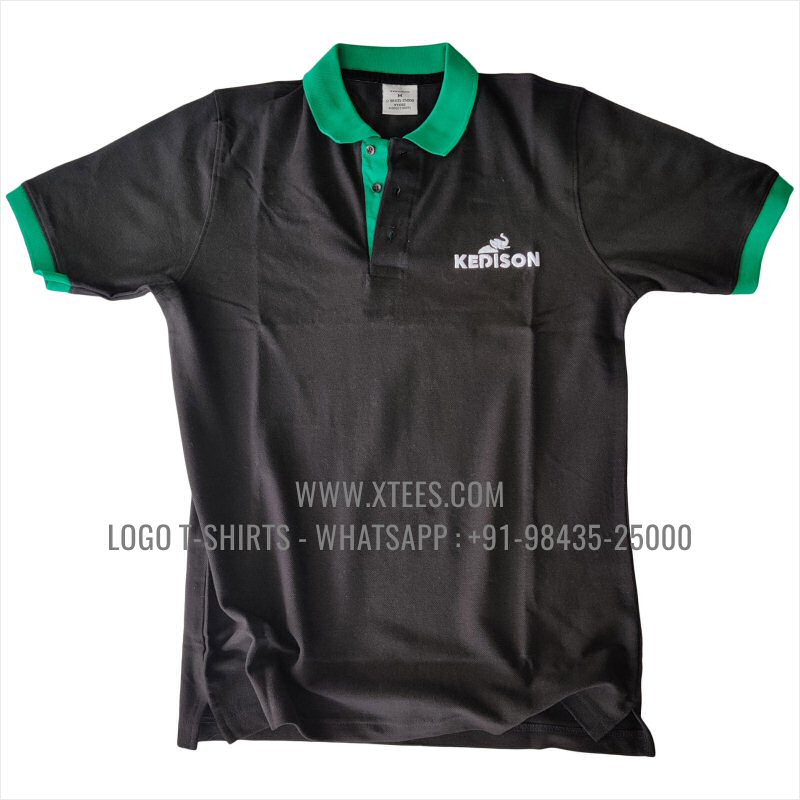 Dual Color Collar Polo T-Shirt | 100% Cotton | 240 GSM Thick Pique Airtex Fabric | Black | Logo Embroidery