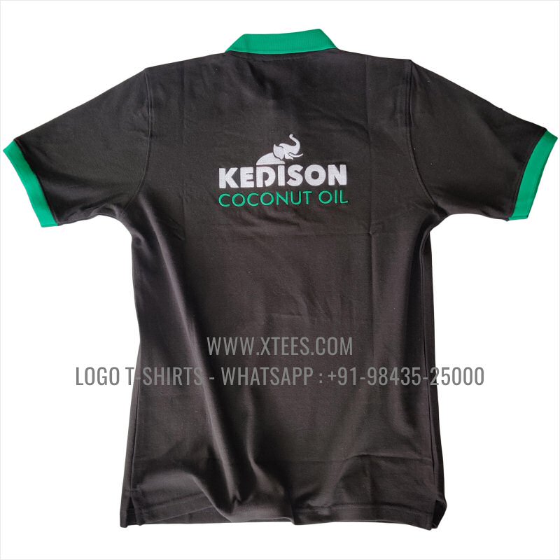 Dual Color Collar Polo T-Shirt | 100% Cotton | 240 GSM Thick Pique Airtex Fabric | Black | Logo Embroidery