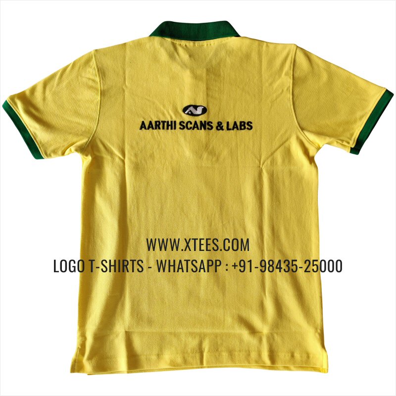 Dual Color Collar Polo T-Shirt | 100% Cotton | 240 GSM Thick Pique Airtex Fabric | Yellow | Logo Embroidery