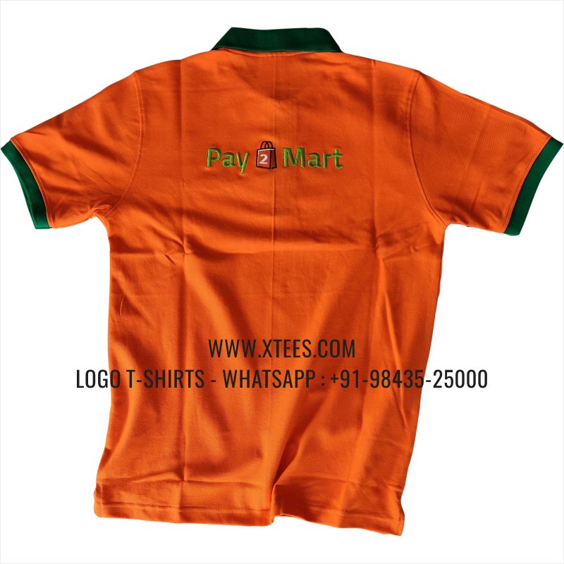 Dual Color Collar Polo T-Shirt | 100% Cotton | 240 GSM Thick Pique Airtex Fabric | Orange | Logo Embroidery