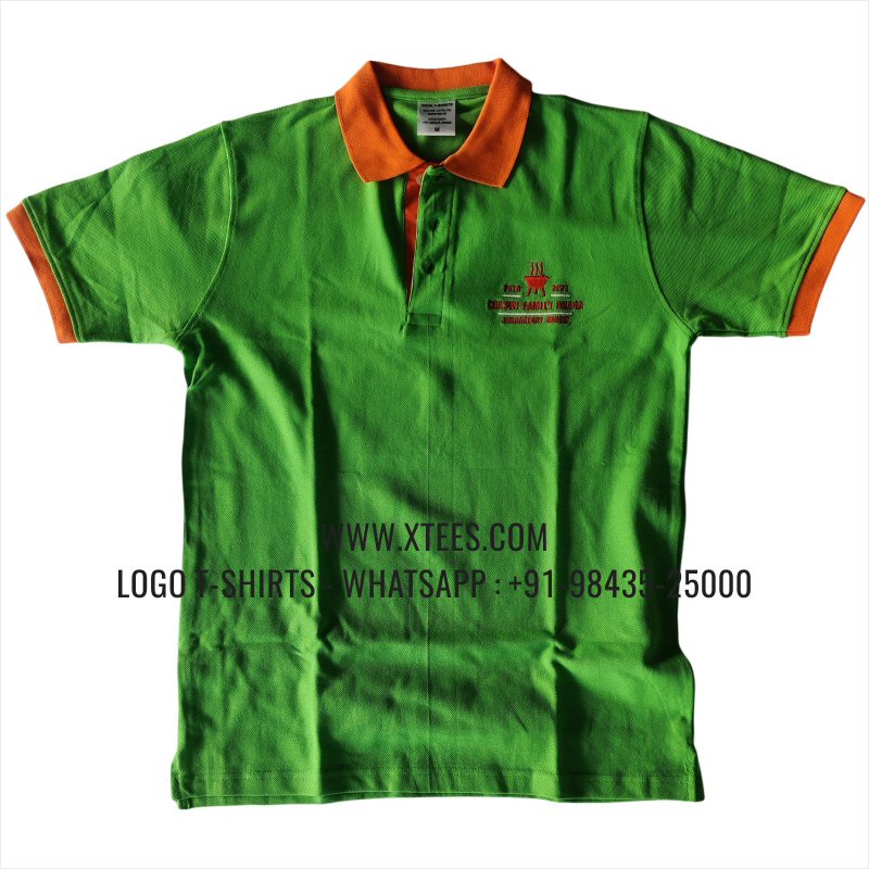 Dual Color Collar Polo T-Shirt | 100% Cotton | 240 GSM Thick Pique Airtex Fabric | Parrot Green | Logo Embroidery
