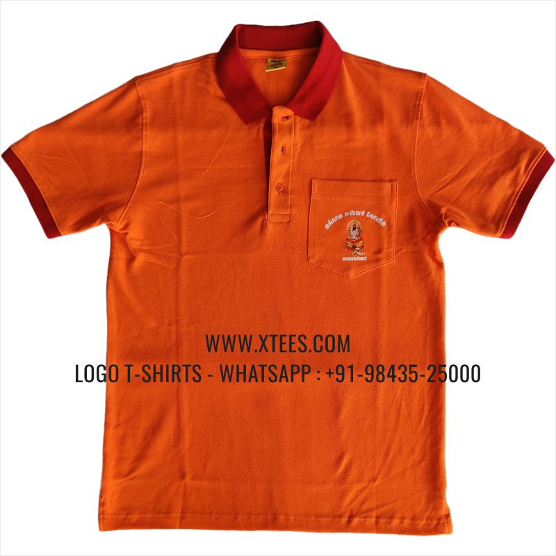 Dual Color Collar Polo T-Shirt | 100% Cotton | 240 GSM Thick Pique Airtex Fabric | Orange | Logo Embroidery