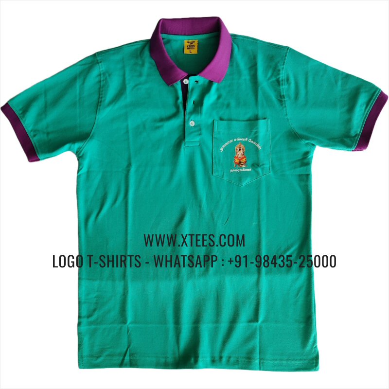 Dual Color Collar Polo T-Shirt | 100% Cotton | 240 GSM Thick Pique Airtex Fabric | Mint Green | Logo Embroidery