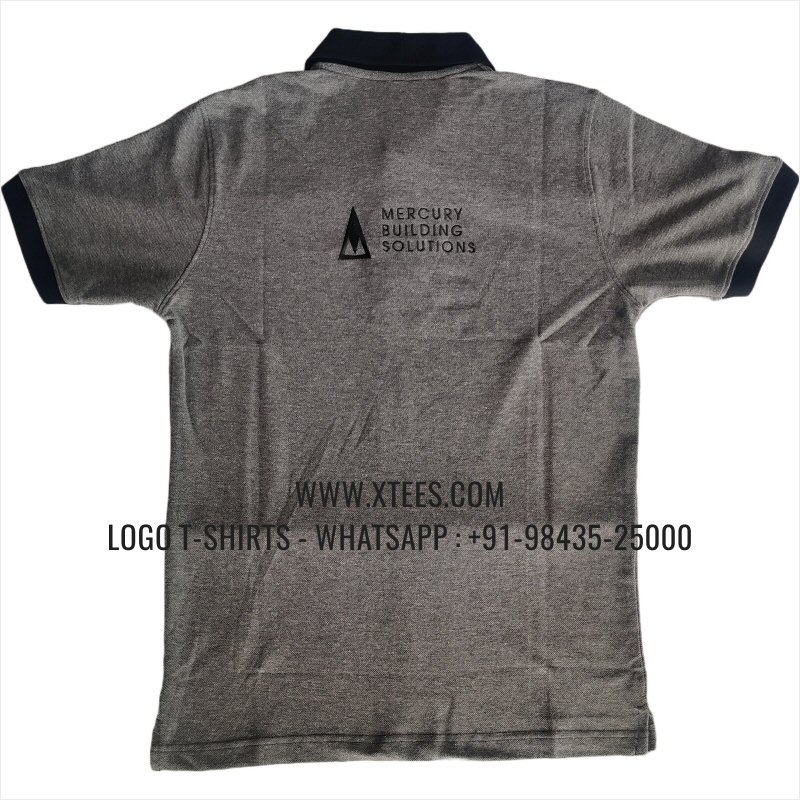 Dual Color Collar Polo T-Shirt | 100% Cotton | 240 GSM Thick Pique Airtex Fabric | Anthracite Melange | Logo Embroidery