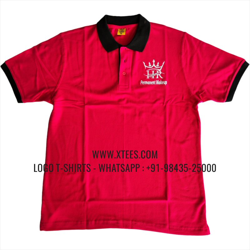 Dual Color Collar Polo T-Shirt | 100% Cotton | 240 GSM Thick Pique Airtex Fabric | Fuschia | Logo Embroidery