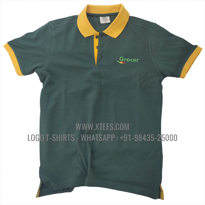 Dual Color Collar Polo T-Shirt | 100% Cotton | 240 GSM Thick Pique Airtex Fabric | Forest Green | Logo Embroidery