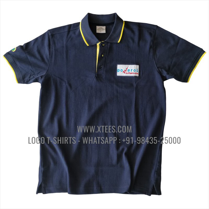 Tipping Collar Polo T-Shirt | 100% Cotton | 240 GSM Thick Pique Airtex Fabric | Navy | Logo Embroidery
