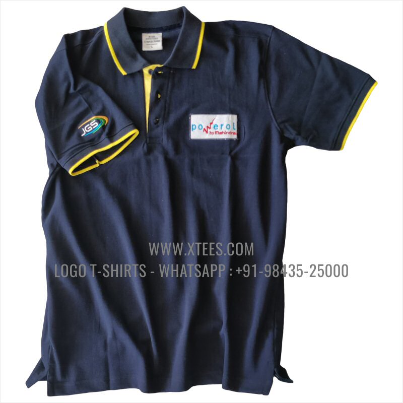 Tipping Collar Polo T-Shirt | 100% Cotton | 240 GSM Thick Pique Airtex Fabric | Navy | Logo Embroidery