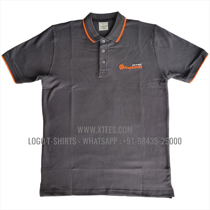Tipping Collar Polo T-Shirt | 100% Cotton | 240 GSM Thick Pique Airtex Fabric | Dark Grey | Logo Embroidery