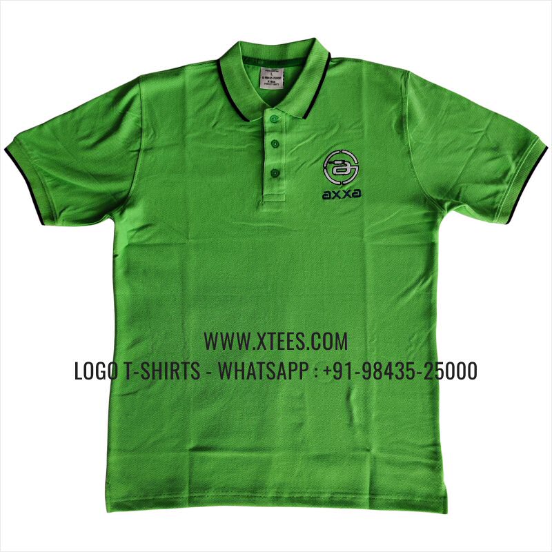 Tipping Collar Polo T-Shirt | 100% Cotton | 240 GSM Thick Pique Airtex Fabric | Parrot Green | Logo Embroidery