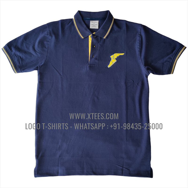 Tipping Collar Polo T-Shirt | 100% Cotton | 240 GSM Thick Pique Airtex Fabric | Navy | Logo Embroidery