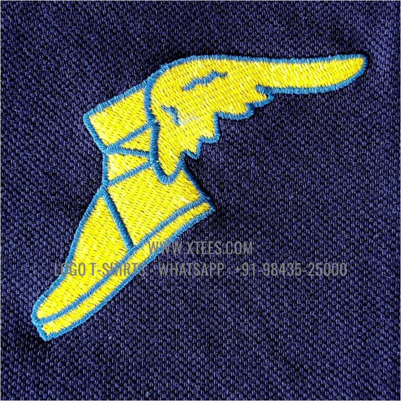 Tipping Collar Polo T-Shirt | 100% Cotton | 240 GSM Thick Pique Airtex Fabric | Navy | Logo Embroidery