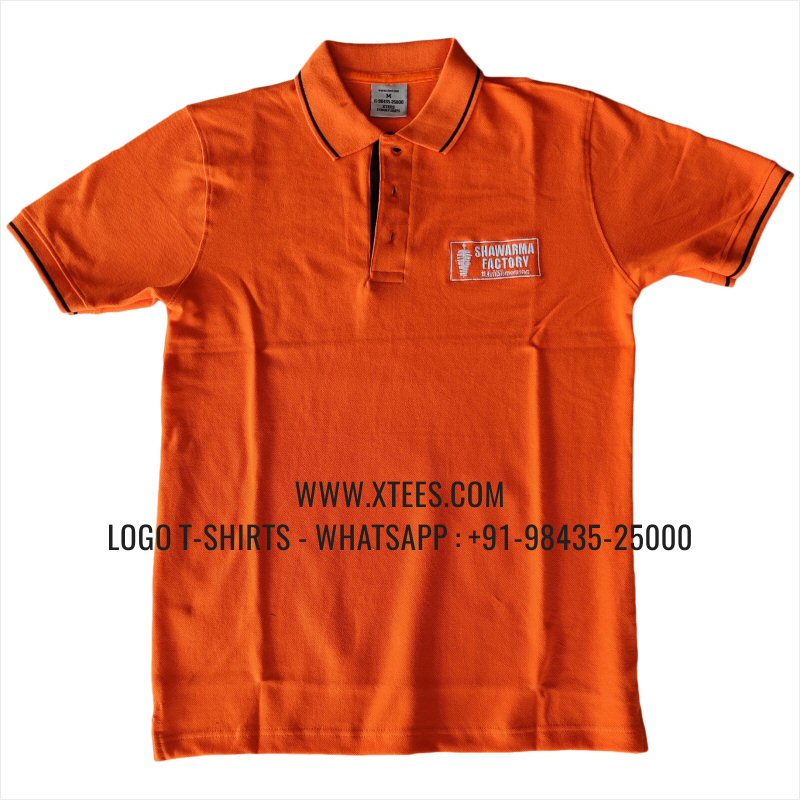 Tipping Collar Polo T-Shirt | 100% Cotton | 240 GSM Thick Pique Airtex Fabric | Orange | Logo Embroidery