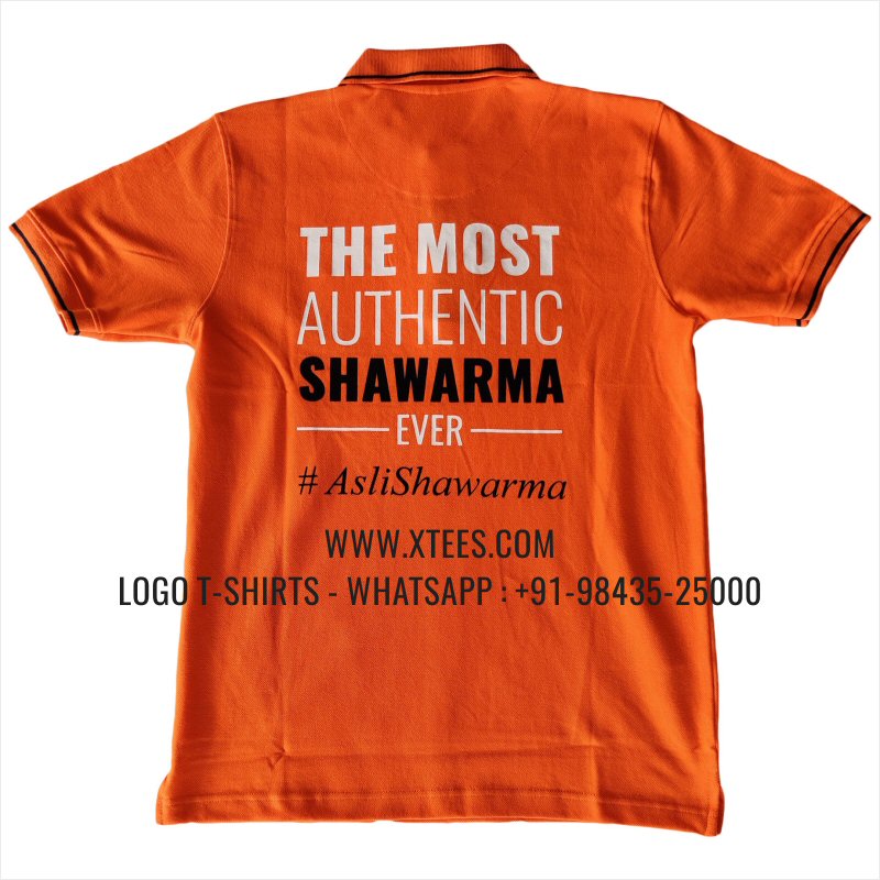 Tipping Collar Polo T-Shirt | 100% Cotton | 240 GSM Thick Pique Airtex Fabric | Orange | Logo Embroidery