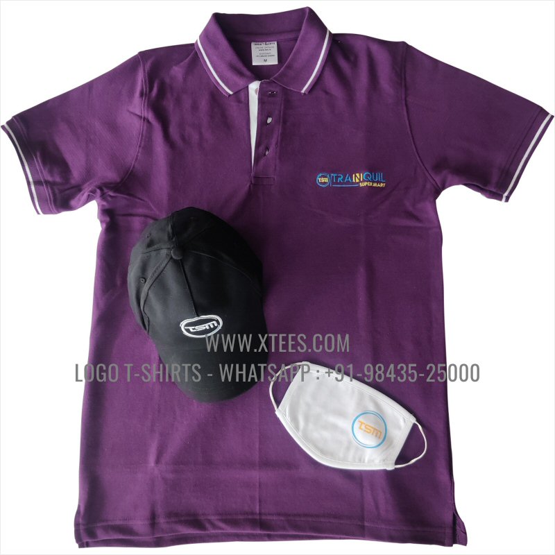 Tipping Collar Polo T-Shirt | 100% Cotton | 240 GSM Thick Pique Airtex Fabric | Purple | Logo Embroidery