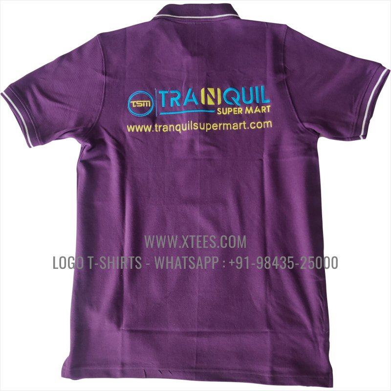 Tipping Collar Polo T-Shirt | 100% Cotton | 240 GSM Thick Pique Airtex Fabric | Purple | Logo Embroidery