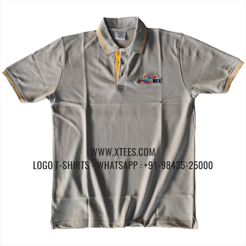 Tipping Collar Polo T-Shirt | 100% Cotton | 240 GSM Thick Pique Airtex Fabric | Light Grey | Logo Embroidery