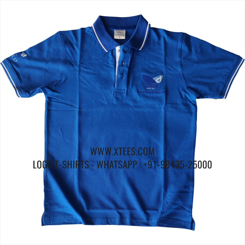 Tipping Collar Polo T-Shirt | 100% Cotton | 240 GSM Thick Pique Airtex Fabric | Royal Blue | Logo Embroidery