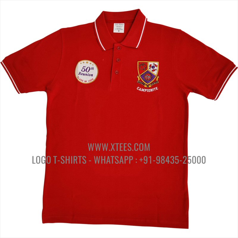 Tipping Collar Polo T-Shirt | 100% Cotton | 240 GSM Thick Pique Airtex Fabric | Red | Logo Embroidery