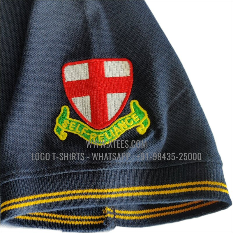 Tipping Collar Polo T-Shirt | 100% Cotton | 240 GSM Thick Pique Airtex Fabric | Navy | Logo Embroidery