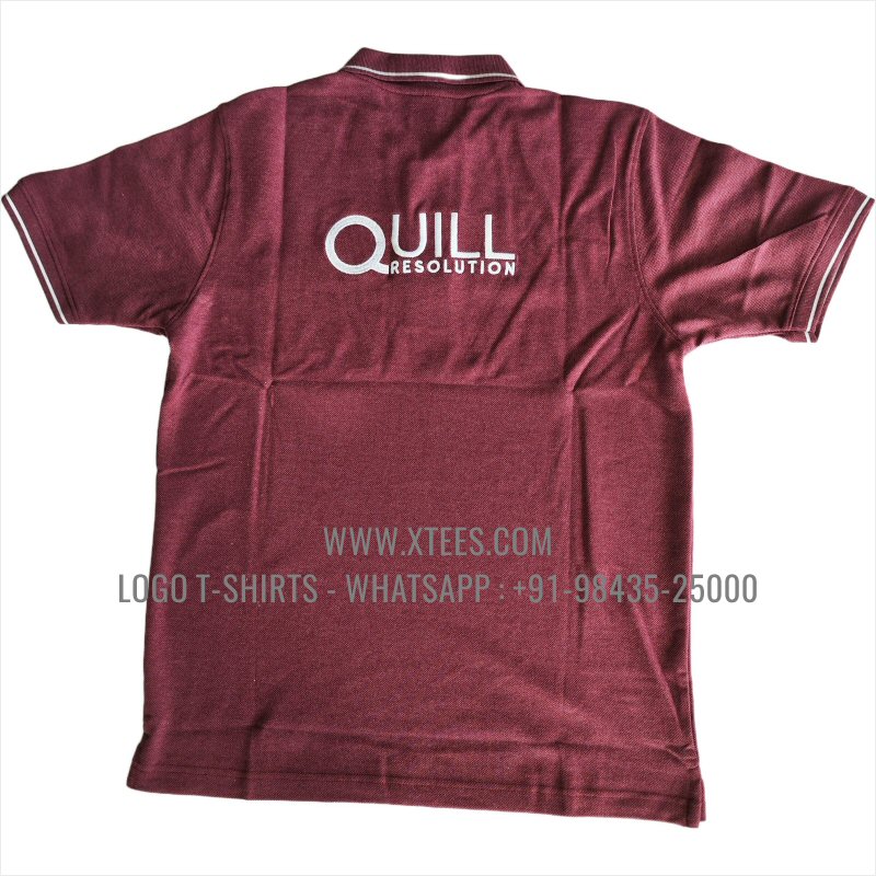 Tipping Collar Polo T-Shirt | 100% Cotton | 240 GSM Thick Pique Airtex Fabric | Maroon Melange | Logo Embroidery