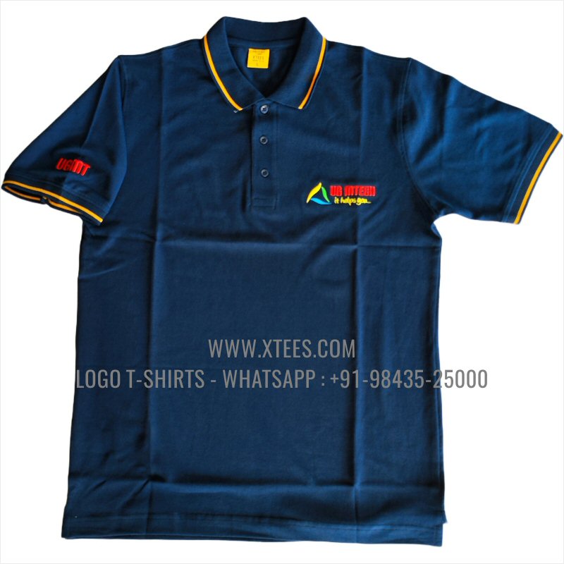 Tipping Collar Polo T-Shirt | 100% Cotton | 240 GSM Thick Pique Airtex Fabric | Navy | Logo Embroidery