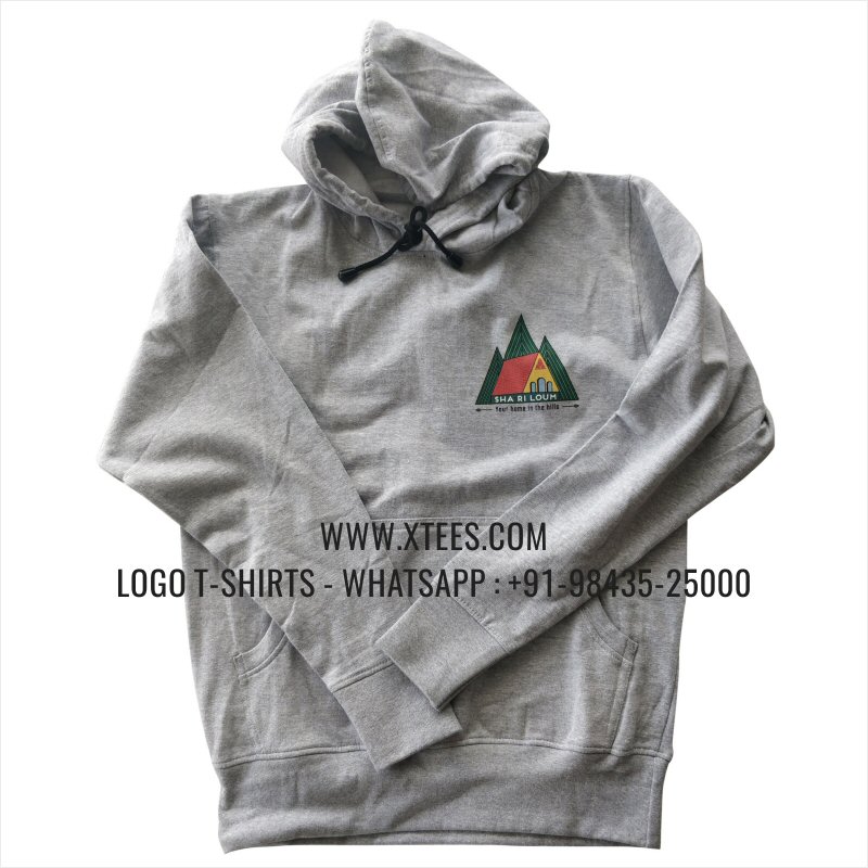 Hoodie | 100% Cotton | 300 GSM Fleece Fabric | Grey Melange | Logo Hi Res Digital Print