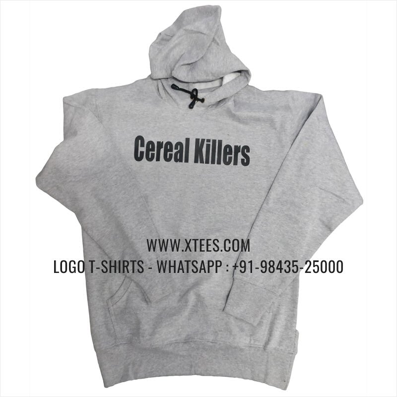 Hoodie | 100% Cotton | 300 GSM Fleece Fabric | Grey Melange | Logo Print