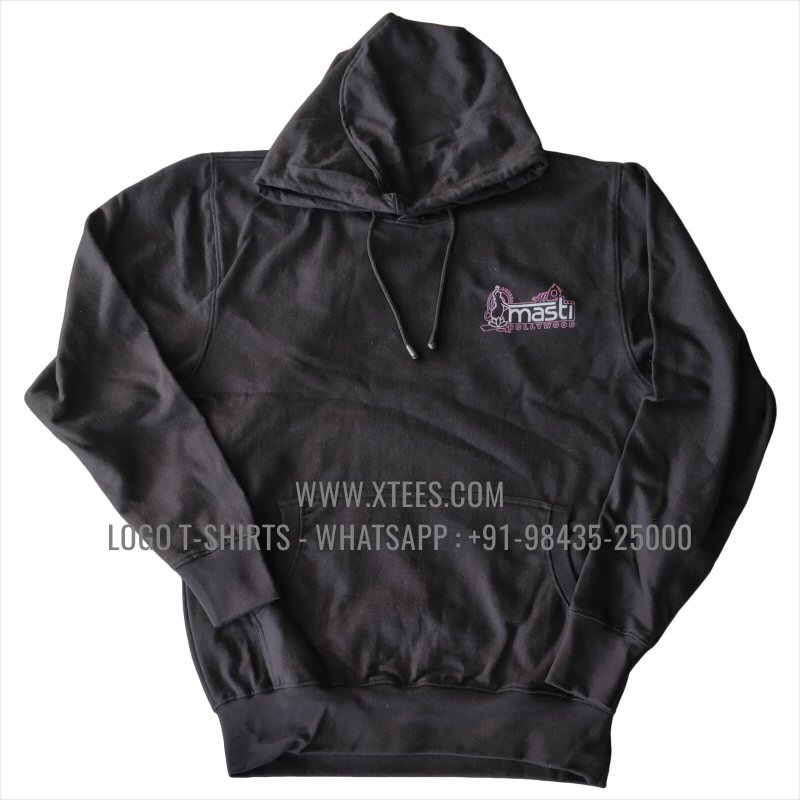 Hoodie | 100% Cotton | 300 GSM Fleece Fabric | Black | Logo Hi Res Digital Print